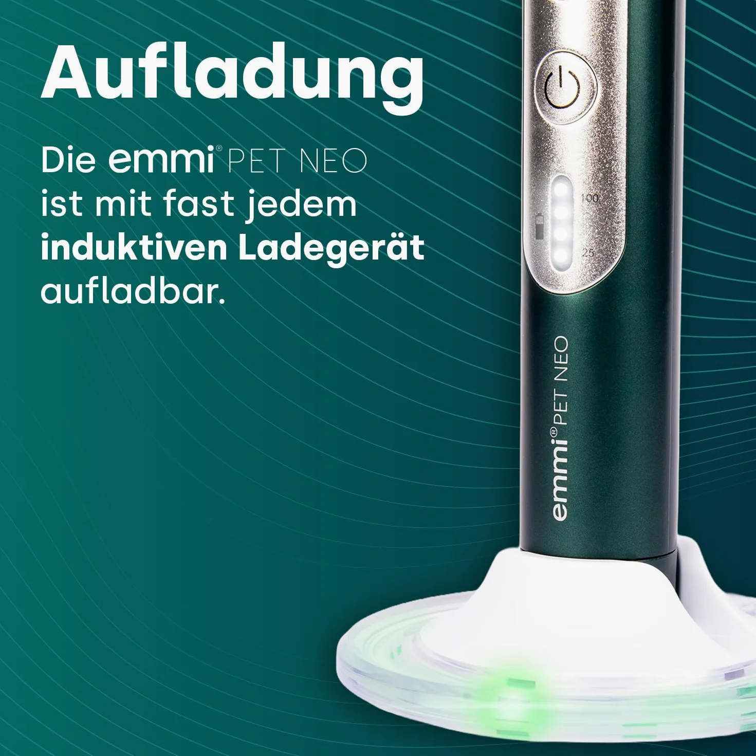 emmi-PET NEO Ultraschall-Zahnbürste für Hunde I Geräuschlose Hundezahnbürste mit 3 Reinigungsmodi zur Unterstützung bei Plaque & Maulgeruch I Zahnpflege ohne Schrubben I 14 Tage Akkulaufzeit