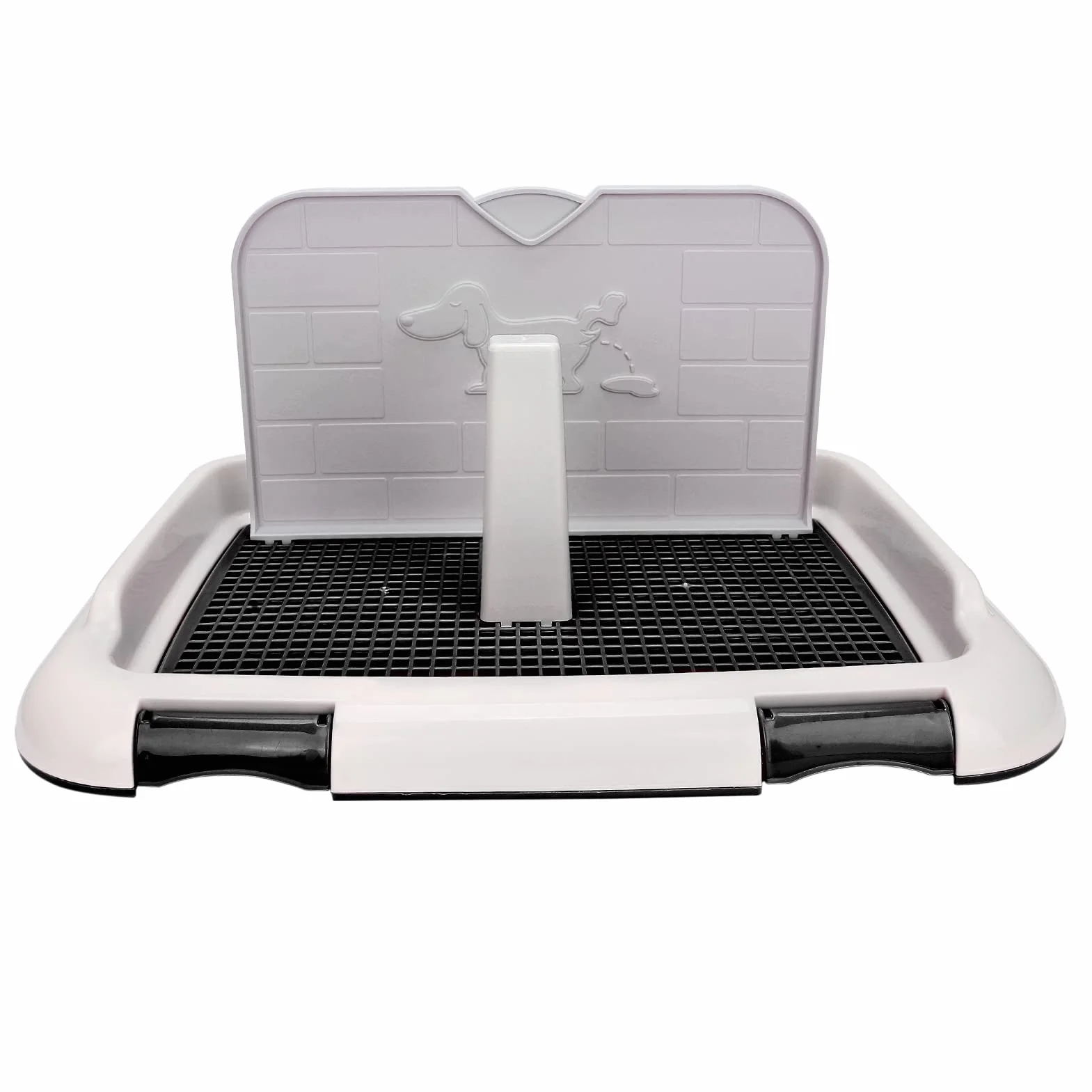 Ejoyous Hundetoilette Indoor, Hundeklo Trainingsklo mit Simulierter Wand Hunde Urinierunterlage für Trainingspads, für Balkon Indoor Kleine Hunde Unter 15 Pfund (Black)