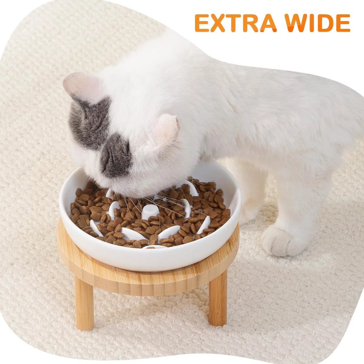 Lusifaco Anti Schling Napf Katze Erhöht, Keramik Antischlingnapf Katze, Slow Feeder Katzen Nassfutter, Antischlingnapf für Katzen (1 Anti Schling Napf)