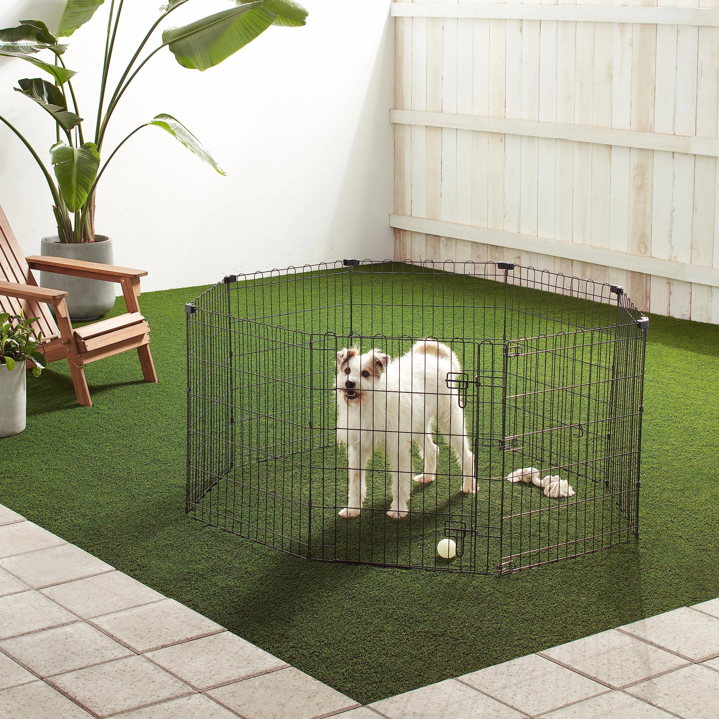 Amazon Basics Achteckig, Quadrat, Rechteck Laufgehege für Hunde und andere Haustiere, faltbar Metall mit Tür, 152.4 x 152.4 x 76.2 cm hoch, Schwarz