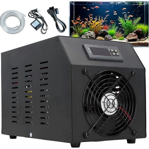 Aquarium Chiller 200W, 2-in-1 Heizen und Kühlen (10-50℃), Leise Kühlung Halbleiter für Süß- und Salzwasseraquarien, Axolotl, Korallenriff