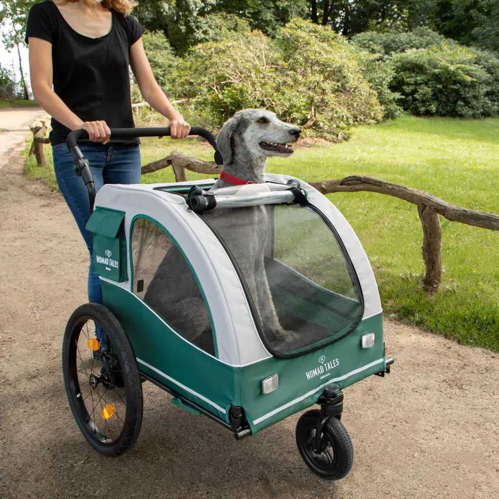 E-Bike Fahrradanhänger & Jogger für Hunde bis 45 KG | 2 in 1 | Geräumige, Wasserabweisende Kabine | Maße: L110 x B84 x H103 cm