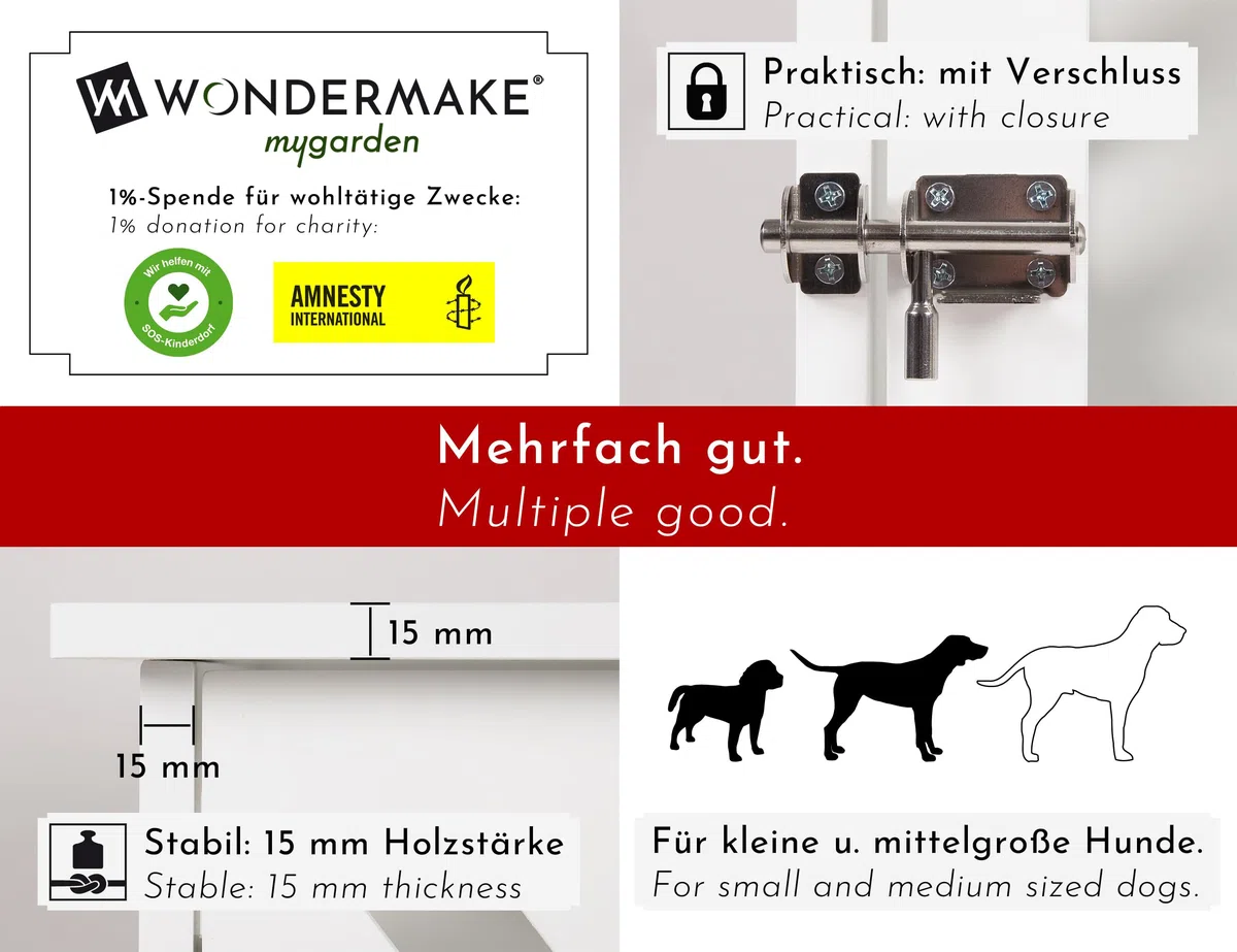 Design Hundekäfig aus Holz für Zuhause Wohnung mit Beistelltisch, Hundebox fürs Wohnzimmer Indoor, 90x60 cm weiß