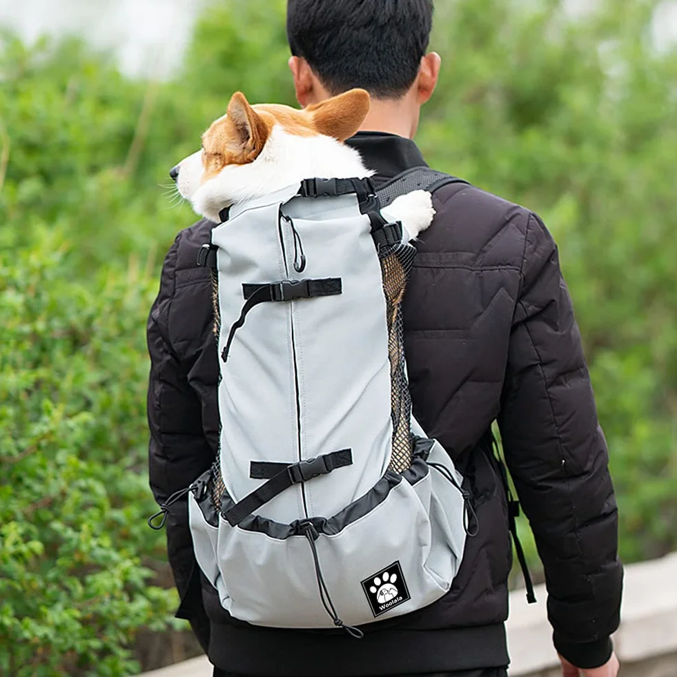 1–25 kg Hundetragetasche mit Kordelzug-Kopf-heraus-Design, belüfteter Haustier-Rucksack für kleine mittelgroße Hunde, tägliche Welpen-Tragetasche für Spaziergänge im Freien/ Sicherheit/ Bequem/ Leicht