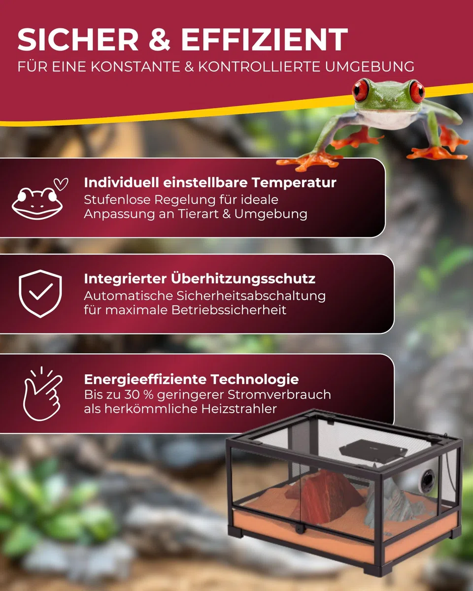 Hobby Heat Up Fan 30 W I Terrarium Heizlüfter I Gleichmäßige Wärme & Luftzirkulation für Reptilien I Energieeffiziente Terrarien Heizung mit Ventilator I Sicheres Wärmesystem für gesunde Tiere