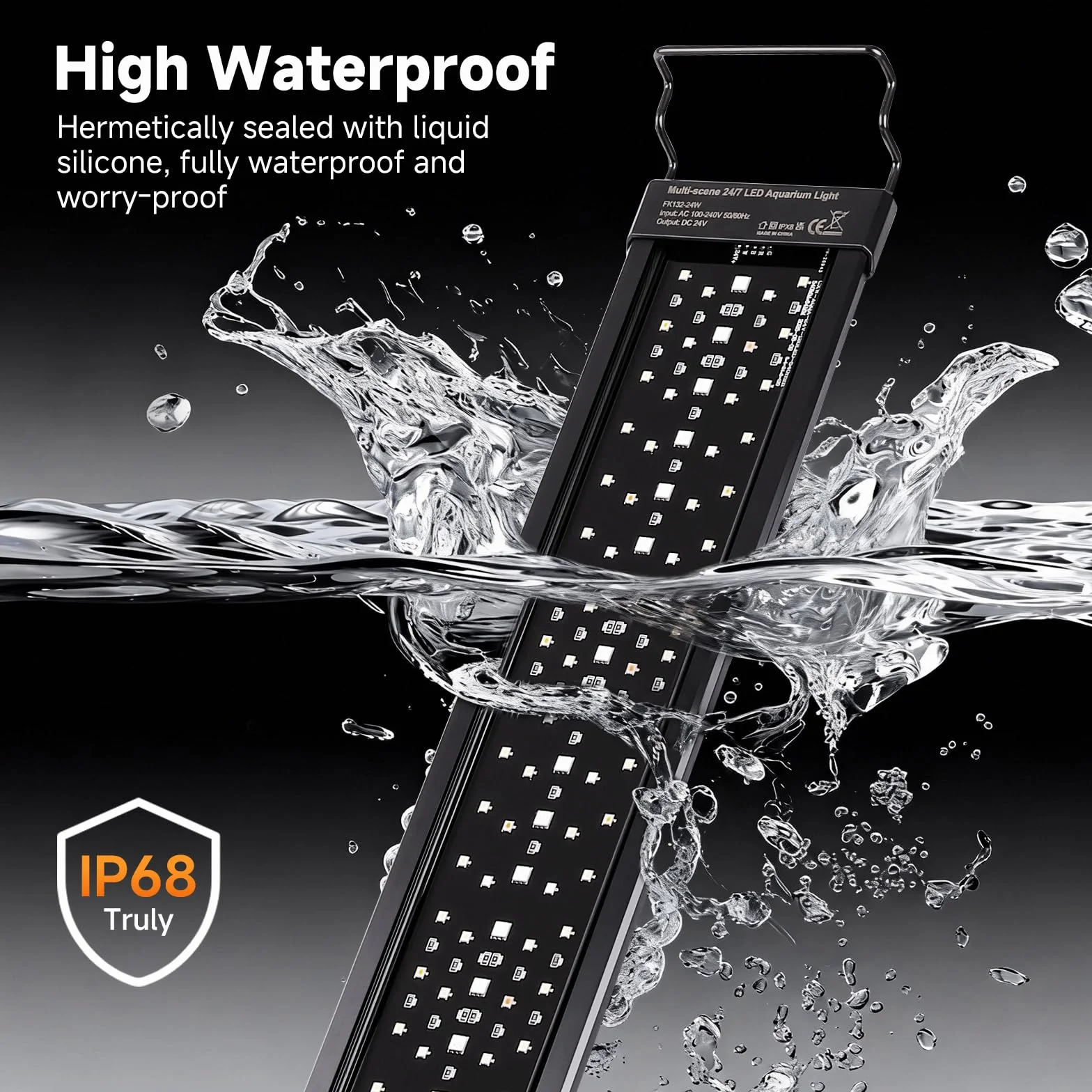 fishkeeper Intelligente Aquarium Lampe, IP68 Aquarium Beleuchtung LED mit Ein-Knopf-Echtzeit-Sync & Speicherfunktion, 24/7 Vollspektrum Pflanzenlampe Programmierbar 9 Farben, 10 Helligkeit, 9 Timer