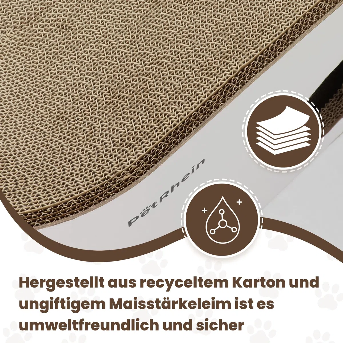 Kratzbrett für Katzen aus Kratzpappe,3-in-1 großes Katzenhöhle mit Kratzmatte & Katzenbett – 64 x 35 x 36 cm– Stabiles Kratzpappe, Minimalistisches Kratzmöbel für Katzen