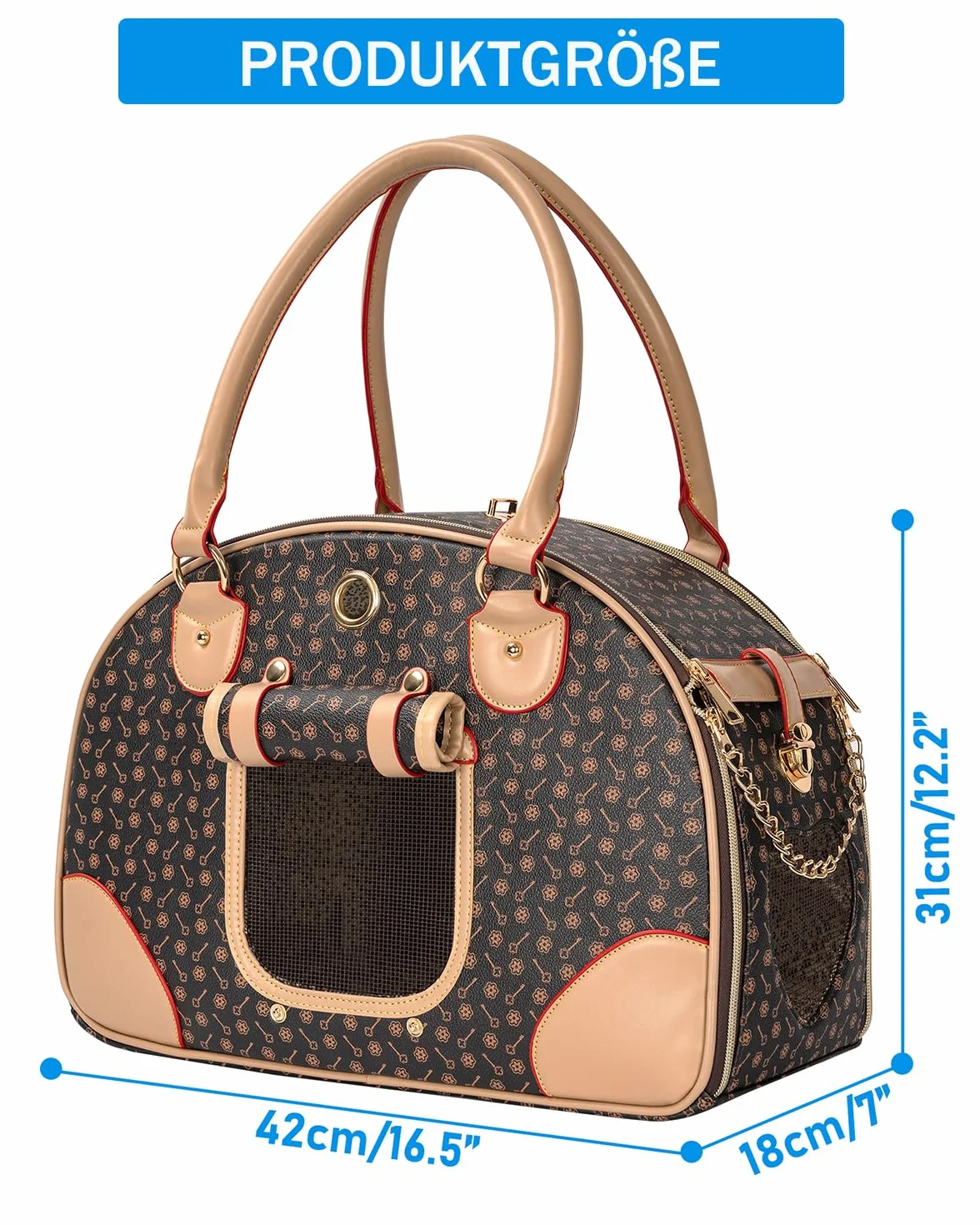 OUUTMEE Hundetasche Tragbarkeit,42 x 18 x 31 cm Hundetransporttasche bis 4 kg,Hunde Reisetasche,Geeignet für den Transport Kleiner Hunde und Katzen auf Ausflügen