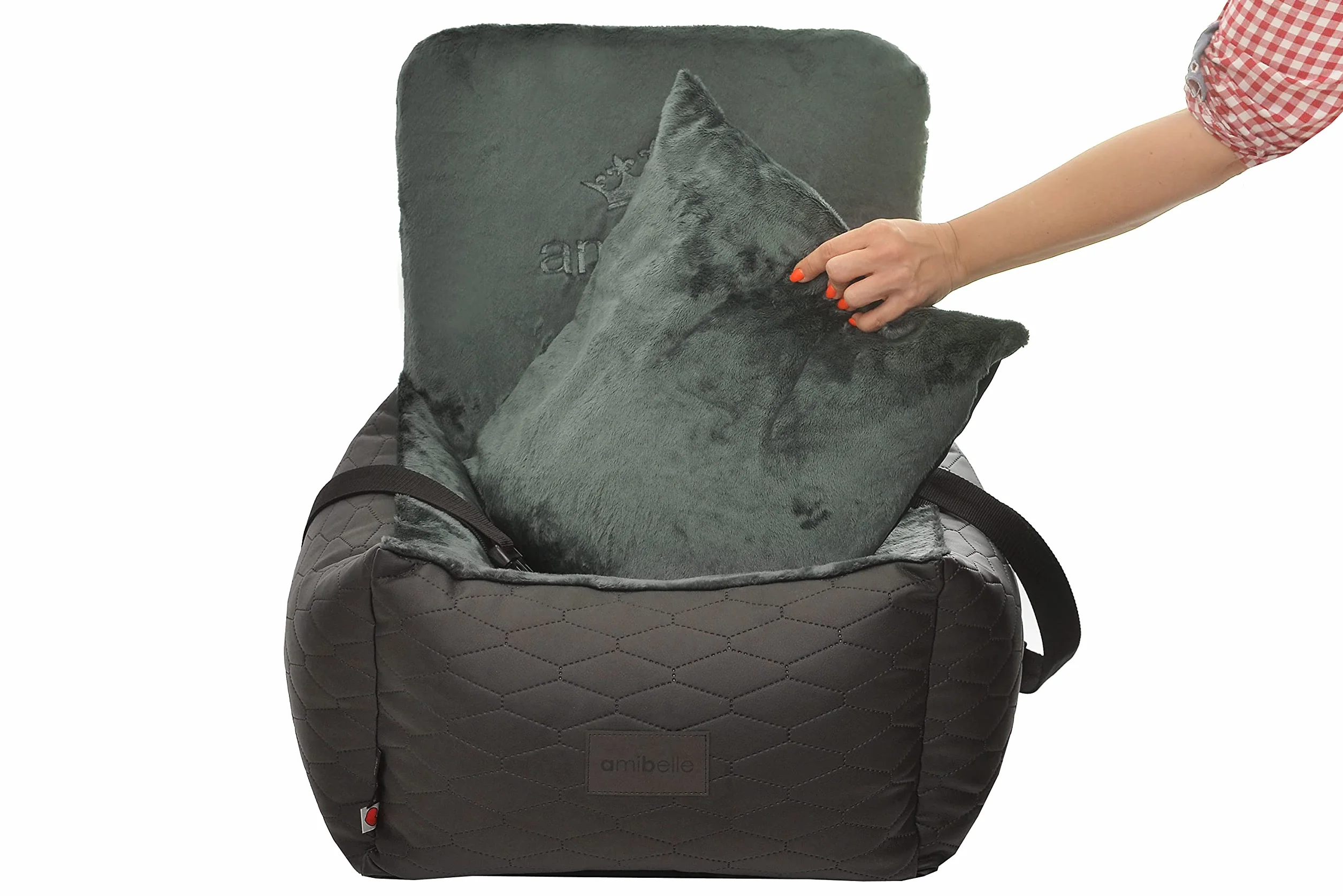 Luxuriös Hunde Auto Sitz - Autositz für Hunde & Katzen, Universal, Waschbar, Schwarz, Kunstleder, 55 x 55 cm