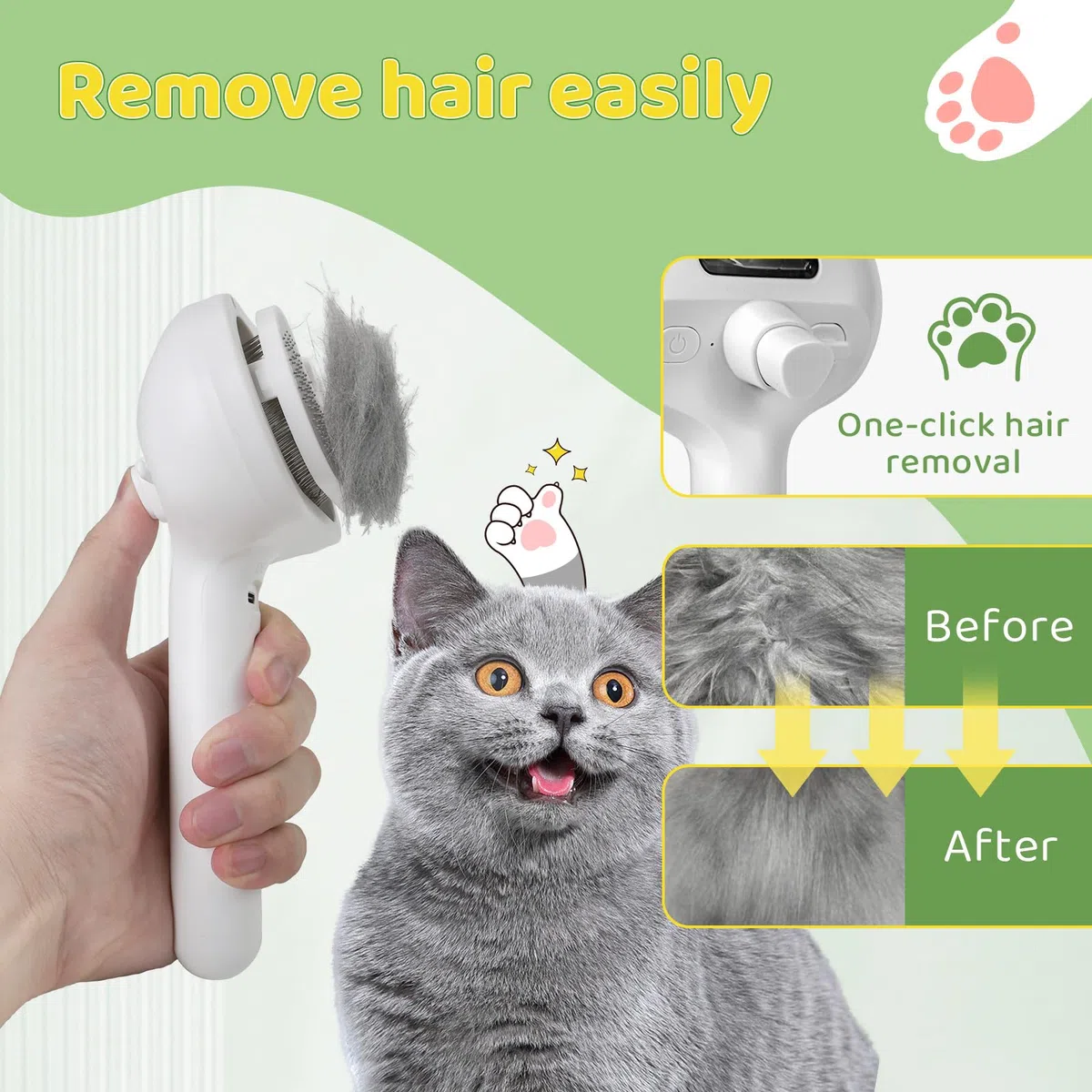 Katzenbürste mit Dampf Hundebürste, Dampfbürste Katze und Hund Katzenhaarbürste Katzenkamm Langhaar, Tierhaarbürste, Weiß
