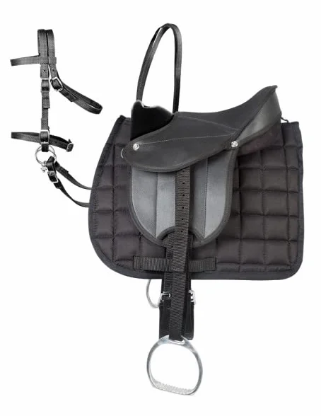 Pfiff 102291 Sattel-Set Komplettausstattung für Shetty und Holzpferde/Plüschpferde, Schwarz