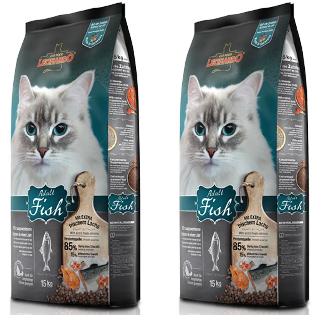 2 x 15 kg Leonardo Adult Fish Katzenfutter | Trockenfutter für Katzen | Alleinfuttermittel für ausgewachsene Katzen Aller Rassen ab 1 Jahr