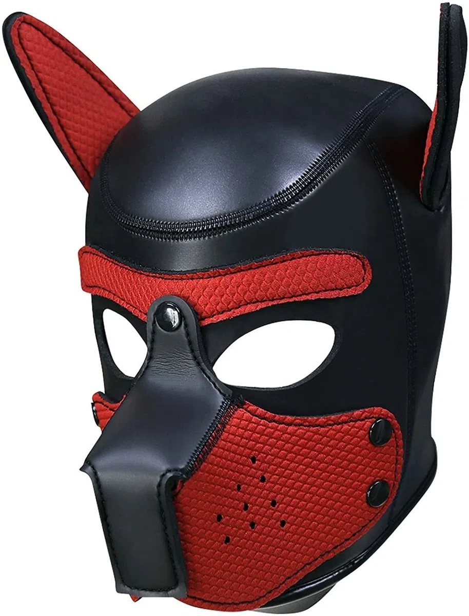 Hundemaske, Weiche Latex Petplay Hundemaske mit Ohren Welpenmaske Hunde Masken, Abnehmbarer Mund, Geeignet für Halloween, Urlaubsparty