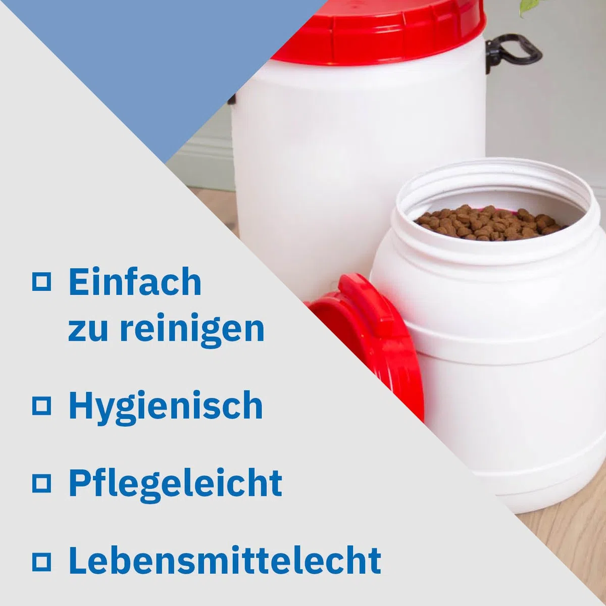 DIE BOX FABRIK Futtertonne für Tierfutter mit Deckel & Schaufel | Große Öffnung | Tierfutterbehälter | Futtercontainer | Futterbox | HDPE | Top-Qualität (6 Liter)