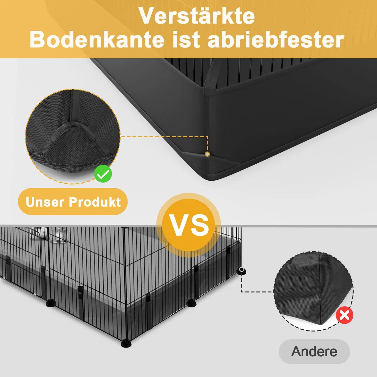 Aystkniet Meerschweinchen Gehege, Freigehege mit oberer Abdeckung & Wasserdichtem Bodenfutter, 122CM x 60CM x 40CM Kleintiergehege für Hamster, Kaninchen, Schildkröte, Kätzchen Gerbil, Kleintierkäfig